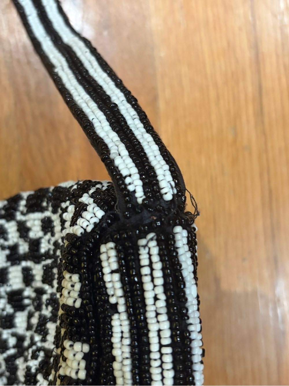 ANTHROPOLOGIE Black & White Beaded Shoulder Bag - Picture 6 of 12